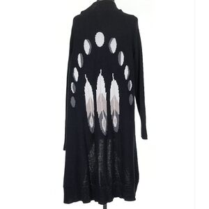Show Me Your Mumu Boho Witchy Western Celestial Knit Black Duster Sz S